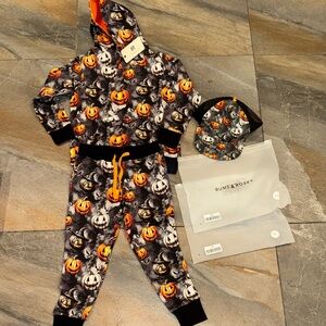 Halloween Pumpkin Kids Costume Set bums and roses with matching hat